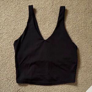 Black V-Neck Workout Cropped Tank